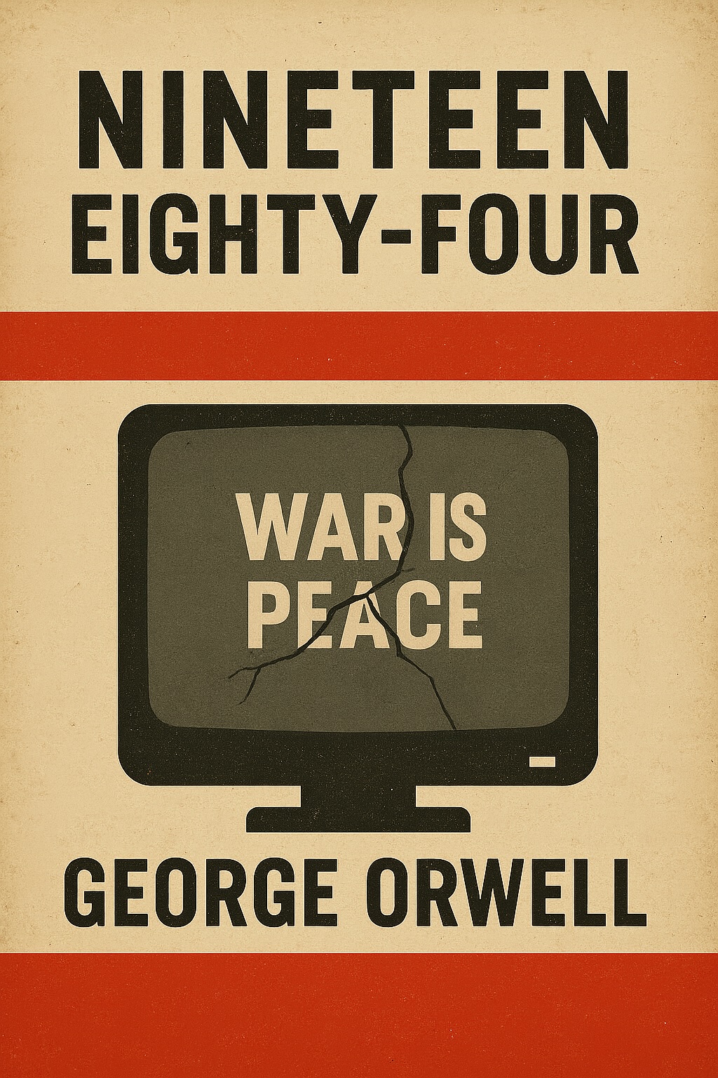 Cover of Nineteen Eighty-Four by George Orwell, a dystopian novel about surveillance and totalitarianism.