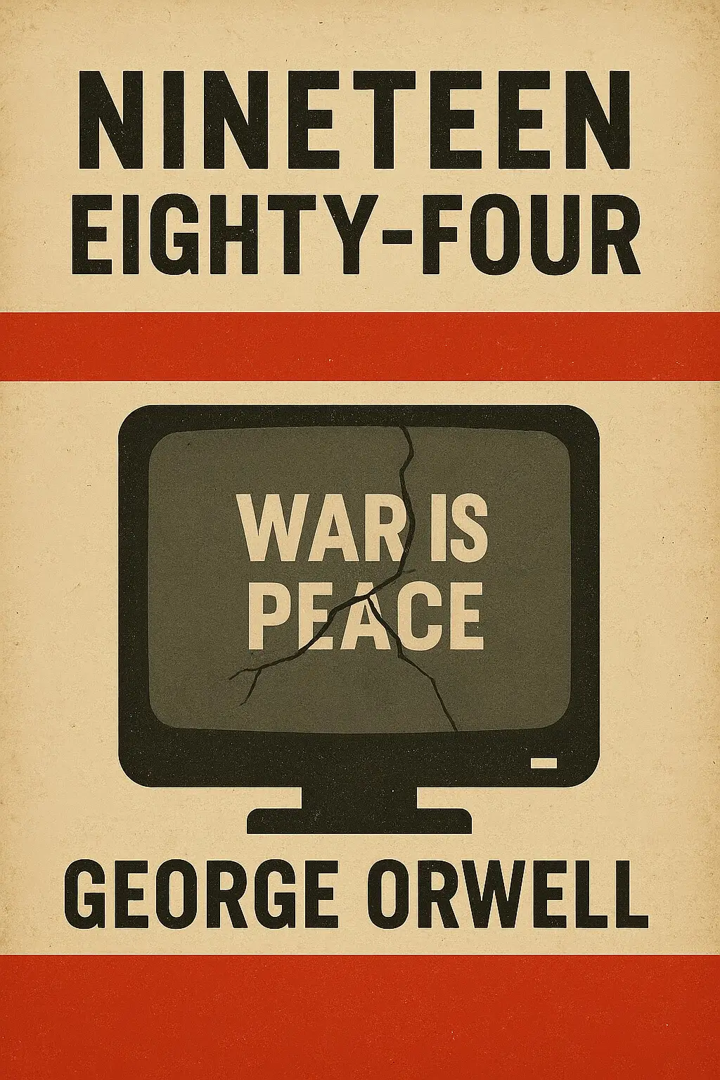 Cover of Nineteen Eighty-Four by George Orwell, a dystopian novel about surveillance and totalitarianism.