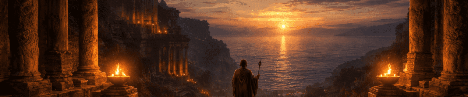 Ancient epic vista including ruins